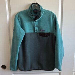 Patagonia Synchilla Two-Tone Teal & Dark Teal Snap Fleece Pullover